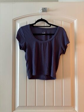 Sugarlips Plum Scoop Neck Short Sleeve Crop Top